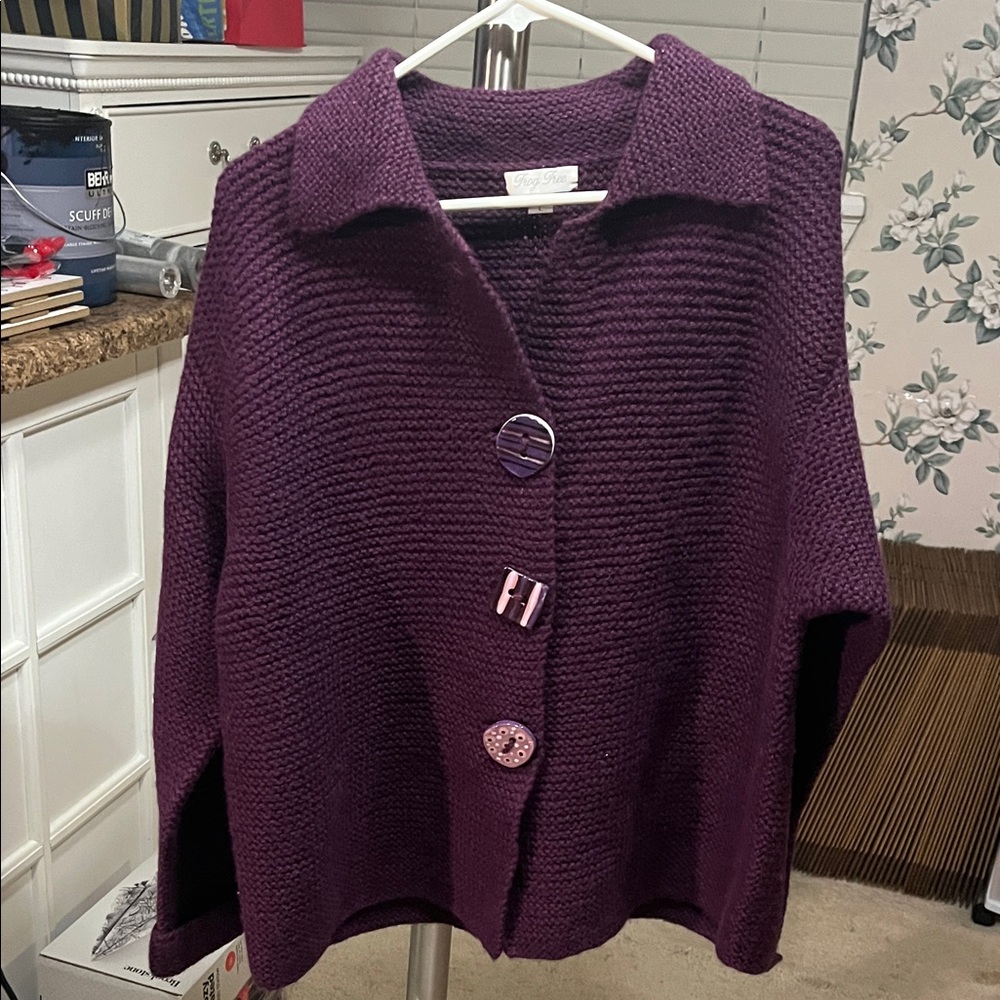 ❄️SWEATER Elegant Plum Cardigan Sweater